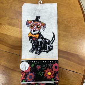 NWT.  KayDee Designs, 2pack, Day of the Dead Doxie/puppy, kitchen towels.